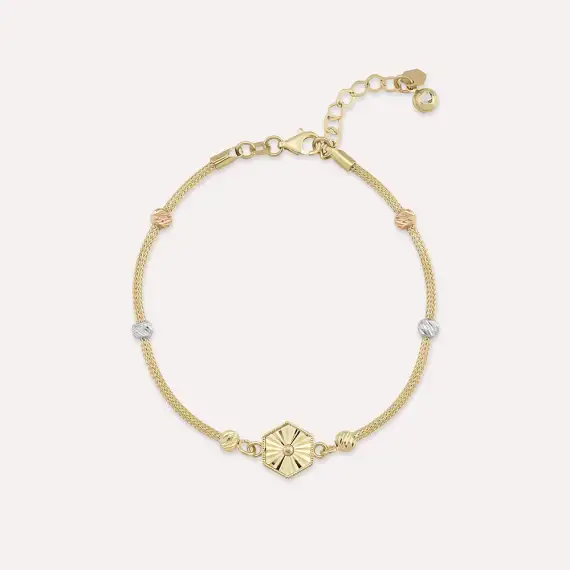 Yellow Gold Hexagon Clover Bracelet - 1