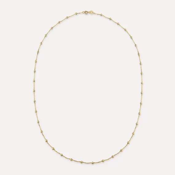 Yellow Gold Necklace Chain with Ball Detail - 1