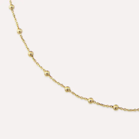 Yellow Gold Necklace Chain with Ball Detail - 3