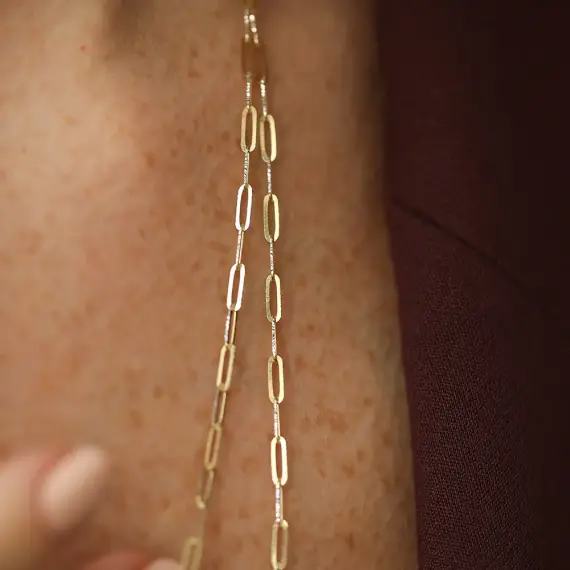 Yellow Gold Papperclip Chain - 4