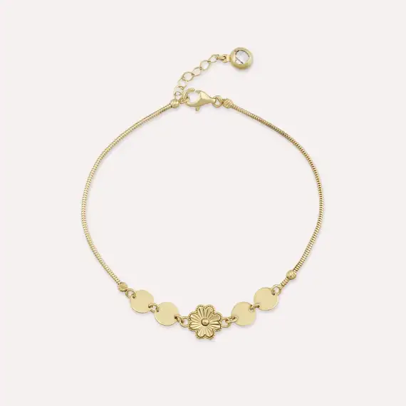 Yellow Gold Stamp Detailed Clover Bracelet - 1