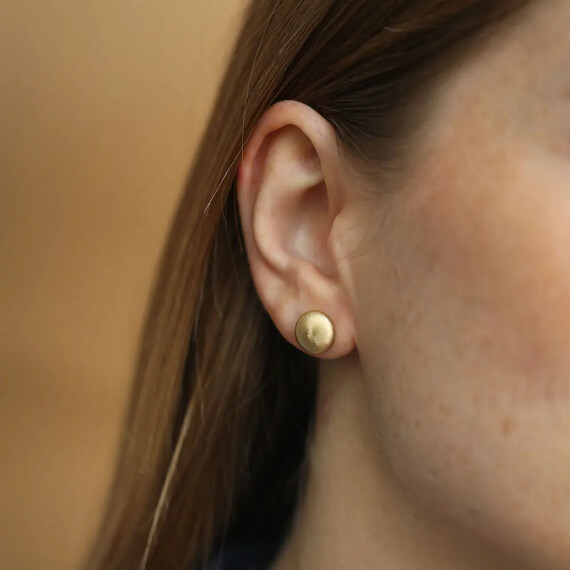 Yellow Gold Textured Ball Earrings - Nev Jewellery