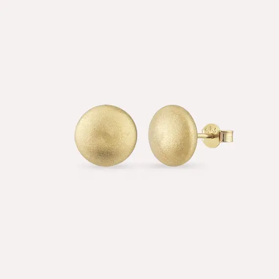 Yellow Gold Textured Ball Earrings - 2