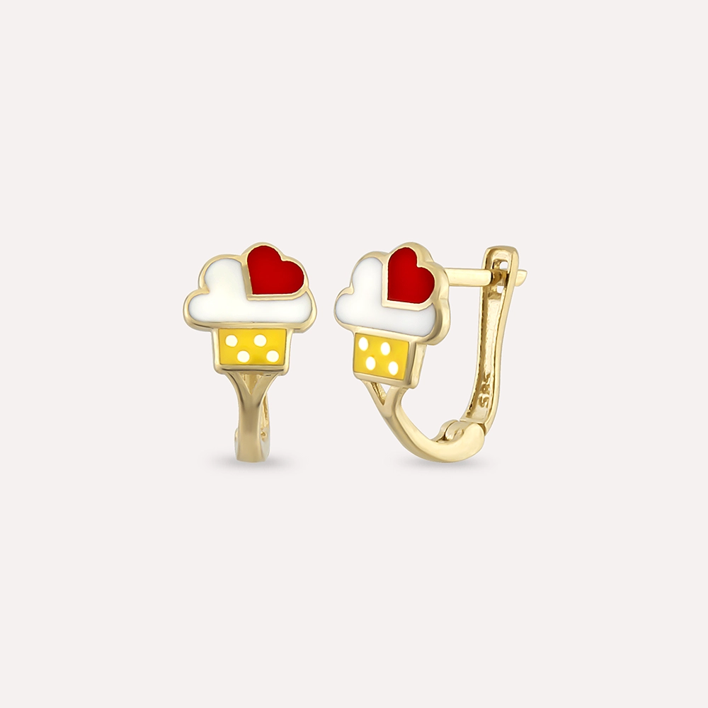 Yellow Ice Cream Yellow Gold Child Earring - 1