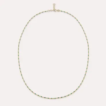 Yeşil Mineli Sarı Altın Golf Kolye - Nev Jewellery (1)