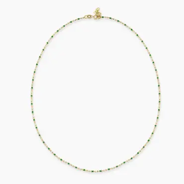 Yeşil ve Beyaz Mineli Sarı Altın Golf Kolye - Nev Jewellery (1)