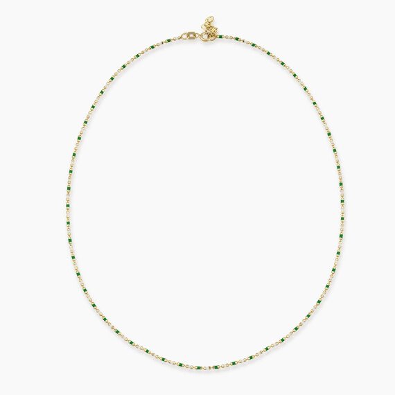 Yeşil ve Beyaz Mineli Sarı Altın Golf Kolye - Nev Jewellery