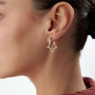 Yıldız Tasarım Sade Küpe - NEV JEWELLERY