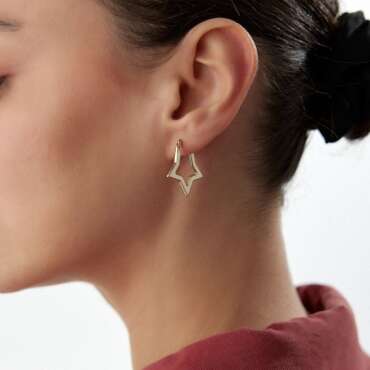 Yıldız Tasarım Sade Küpe - NEV JEWELLERY (1)