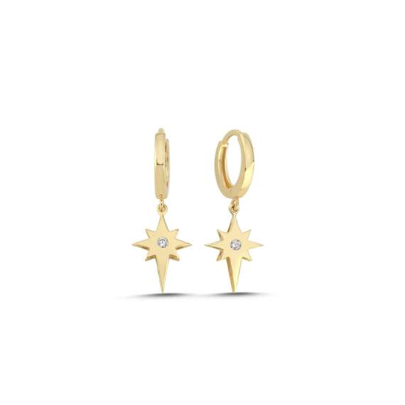 Yıldız Taşlı Sallantı Küpe (3,00*1,10 Mm 0,30 Mm) - 1