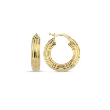 Yuvarlak Çizgi Tasarım Halka Küpe - NEV JEWELLERY