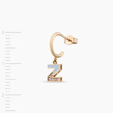 Z Harf Mavi Mineli ve Pırlanta Taşlı Tek C Küpe - Nev Jewellery (1)