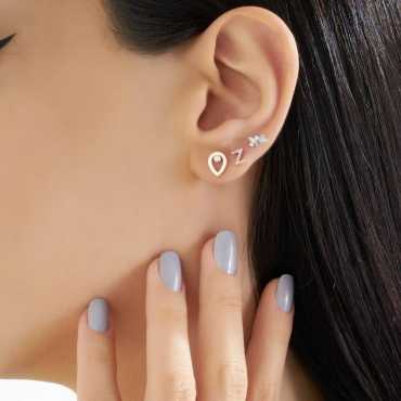 Z Harf Pırlanta Taşlı Rose Altın Mini Tek Küpe - Nev Jewellery (1)