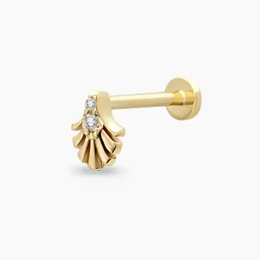 Zelda Pırlanta Taşlı Sarı Altın Piercing - Nev Jewellery (1)