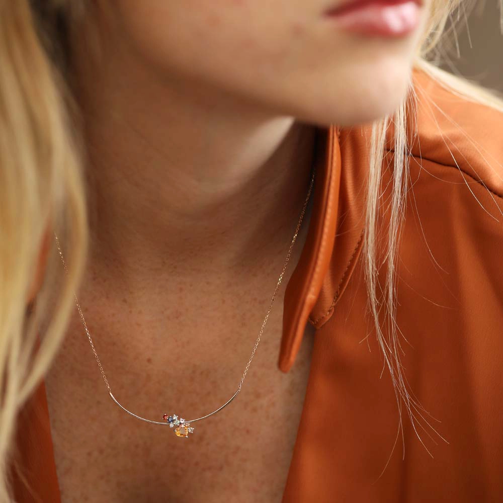 Zoya 0.76 CT Brown Diamond and Multicolor Sapphire Pendant - Nev Jewellery (1)