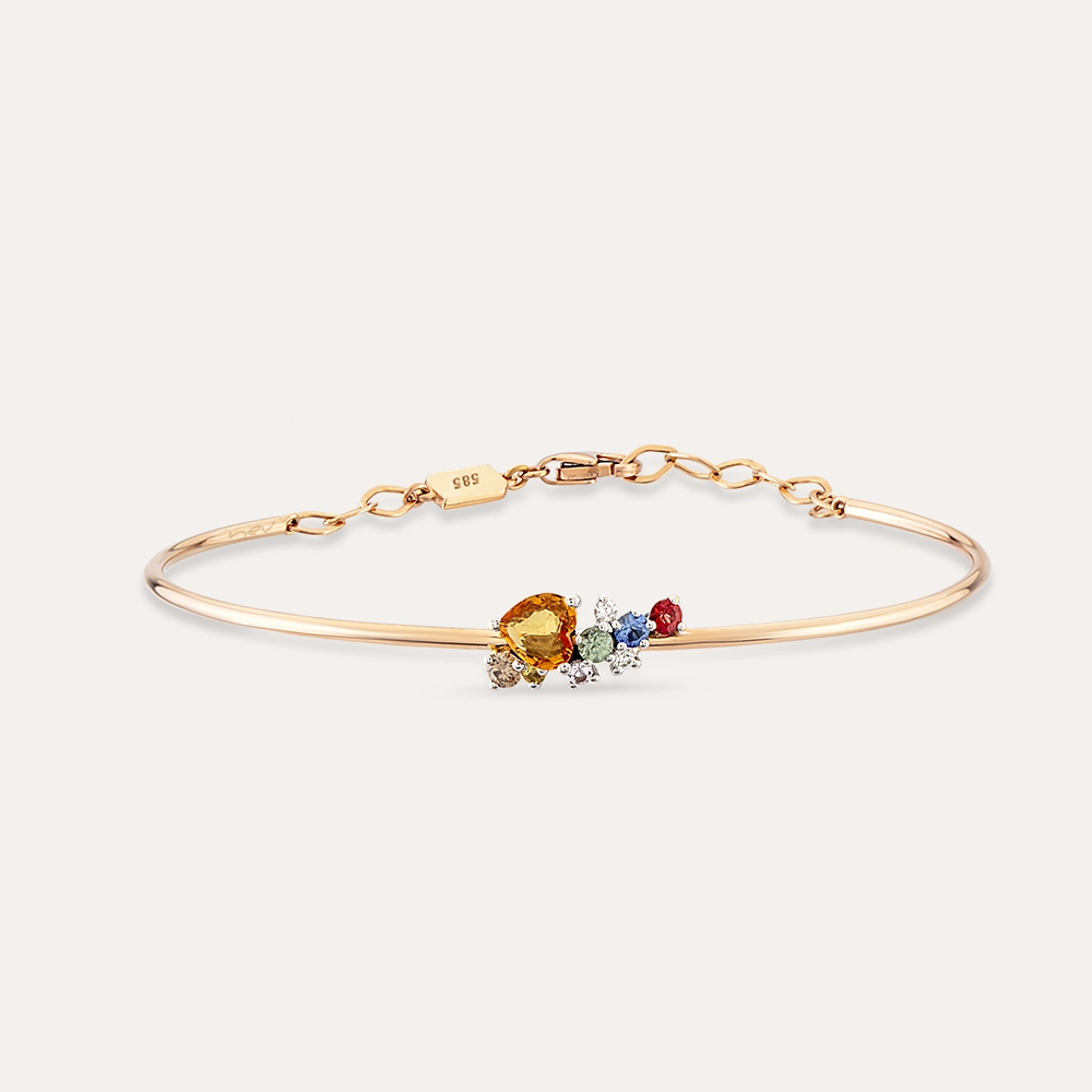 Zoya Brown Pırlanta ve Multicolor Safir Taşlı Bileklik - Nev Jewellery (1)